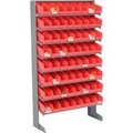 Global Equipment 8 Shelf Floor Pick Rack - 64 Red Plastic Shelf Bins 4 Inch Wide 33x12x61 603426RD